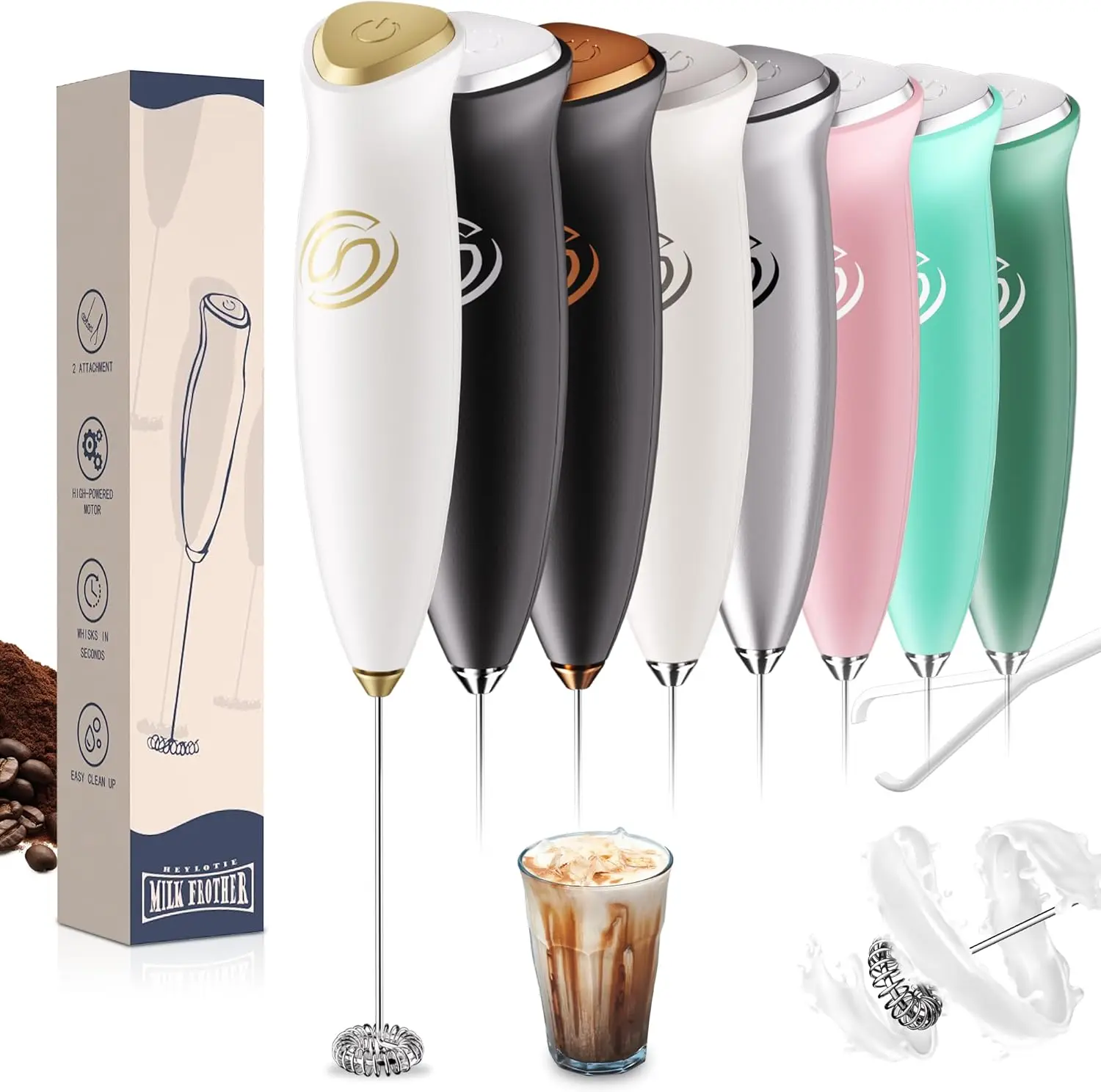 Electric Milk Frother Wand - 2 Whisk Heads, 17000 RPM, Handheld Mixer for Coffee, Latte, Matcha & Protein Powder
Electric Milk Frother Wand - 2 Whisk Heads, 17000 RPM, Handheld Mixer for Coffee, Latte, Matcha & Protein Powder