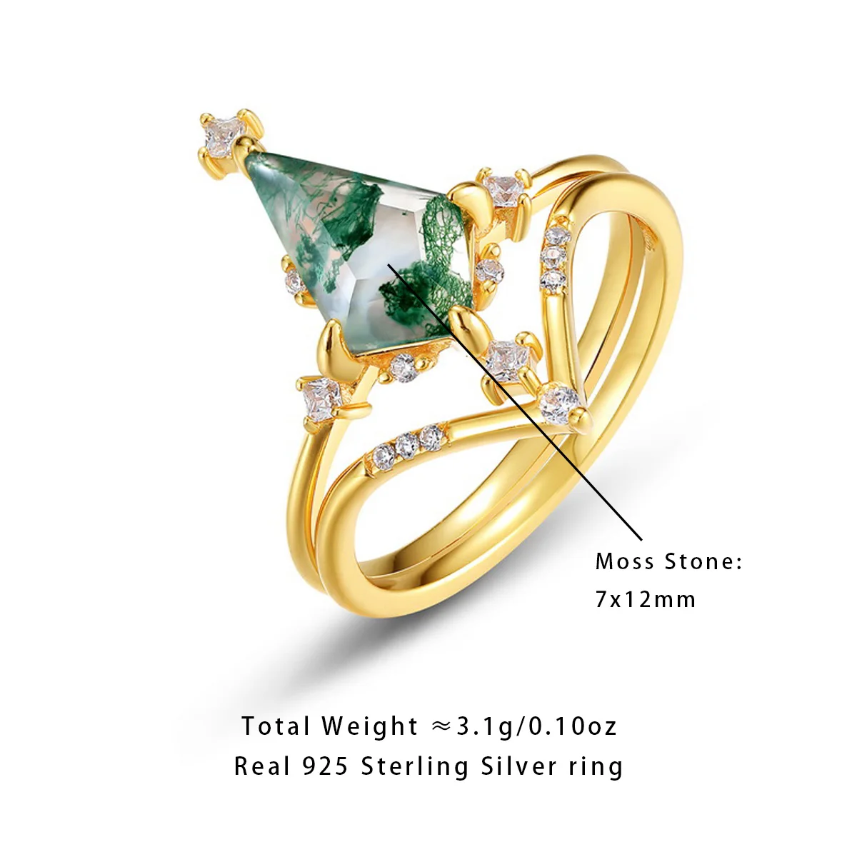 AliMoss 7*12mm Kite Cut Moss Agate Engagement Rings Set 925 Sterling Silver CZ Wedding Bridal Promise Ring for Women Gifts
AliMoss 7*12mm Kite Cut Moss Agate Engagement Rings Set 925 Sterling Silver CZ Wedding Bridal Promise Ring for Women Gifts