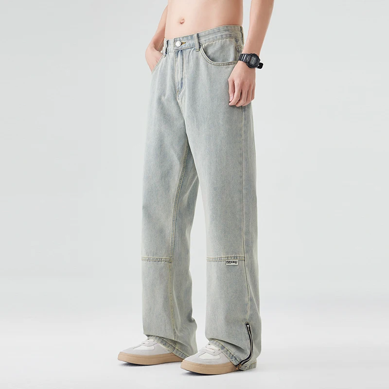 KSTUN Men's Denim Jeans Loose Straight Fit Light Blue Vintage Wash with Knee Stitched & Hem Zipper Casual Streetwear Pants
KSTUN Men's Denim Jeans Loose Straight Fit Light Blue Vintage Wash with Knee Stitched & Hem Zipper Casual Streetwear Pants