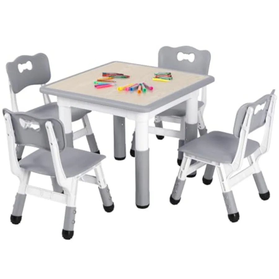 Table and 4 Chairs Set for Classroom, Home Daycare: Height Adjustable 18.923.6,Anti-Slip Grey Activity Desk with Wipe-Clean Des
Table and 4 Chairs Set for Classroom, Home Daycare: Height Adjustable 18.923.6,Anti-Slip Grey Activity Desk with Wipe-Clean Des