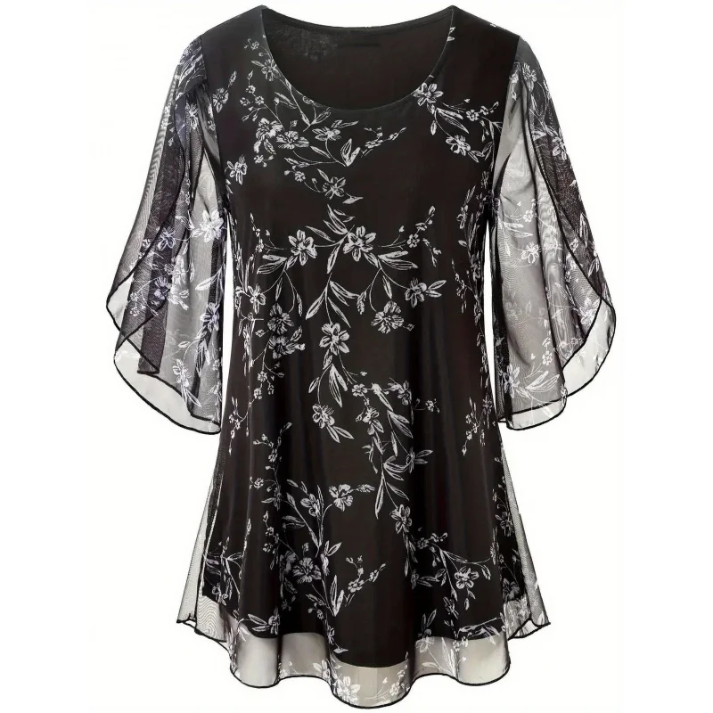 Women's Pleated Three Quarter Sleeve Mesh Shirt Loose Flowy Top
Women's Pleated Three Quarter Sleeve Mesh Shirt Loose Flowy Top