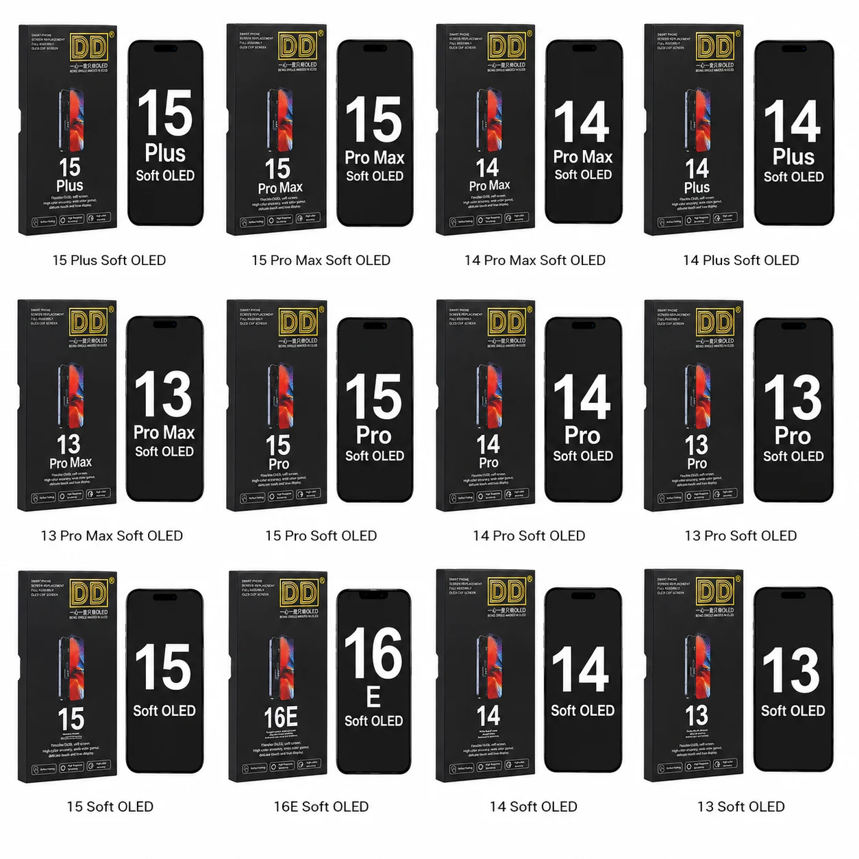 DD Soft and Hard OLED Screen Assembly For iPhone 12 13 14 15 16 Pro Max Plus Mini Display Digitizer Replacement
DD Soft and Hard OLED Screen Assembly For iPhone 12 13 14 15 16 Pro Max Plus Mini Display Digitizer Replacement