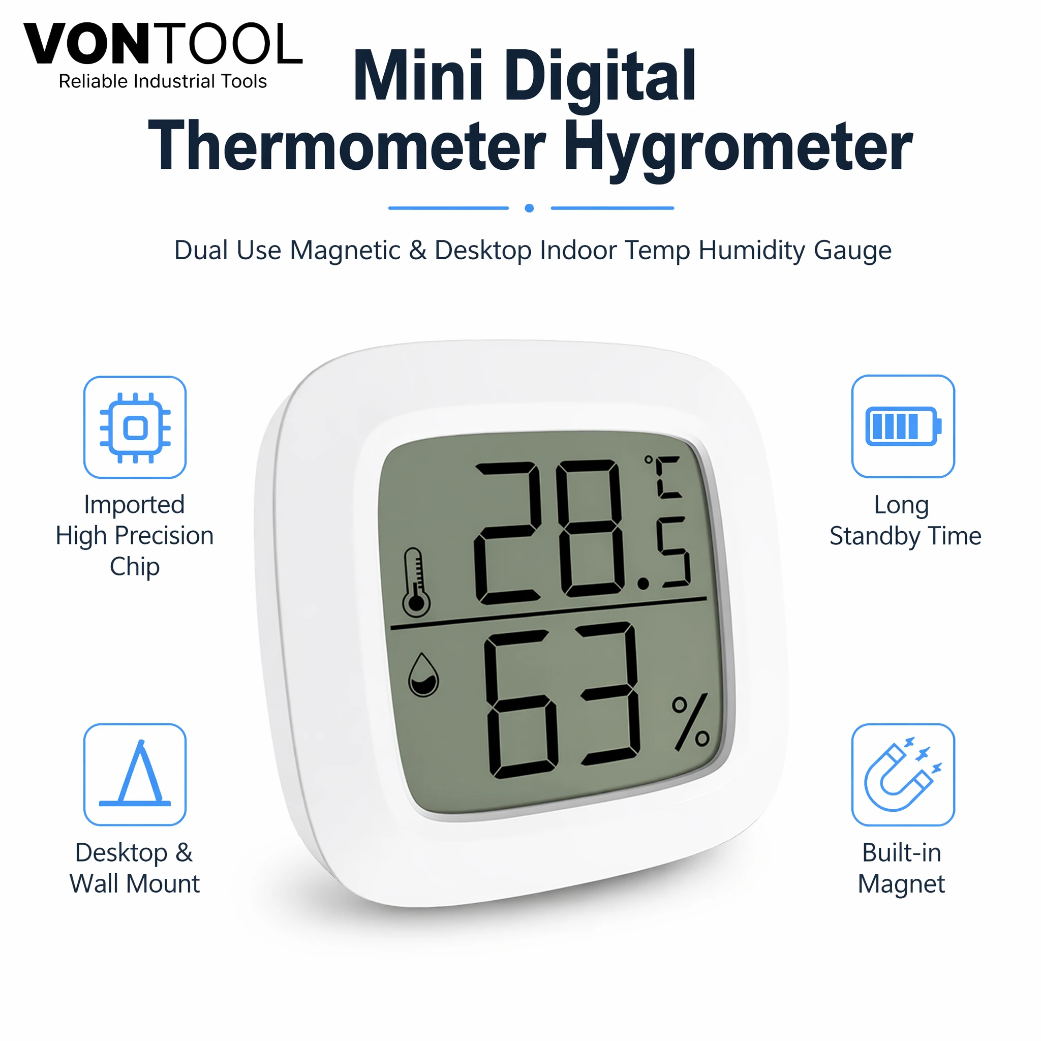 VONTOOL YS26 Mini Digital Thermometer Hygrometer Indoor Magnetic Wall Mount Temp Humidity Gauge For Baby Room Office Warehouse
VONTOOL YS26 Mini Digital Thermometer Hygrometer Indoor Magnetic Wall Mount Temp Humidity Gauge For Baby Room Office Warehouse