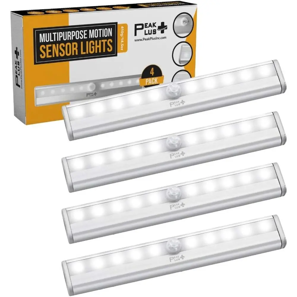 Wireless LED Motion Sensor Lights, Battery Powered, 4-Pack for Cabinets, Stick-On Under Cabinet Lighting, 10-LED Magnetic Night
Wireless LED Motion Sensor Lights, Battery Powered, 4-Pack for Cabinets, Stick-On Under Cabinet Lighting, 10-LED Magnetic Night