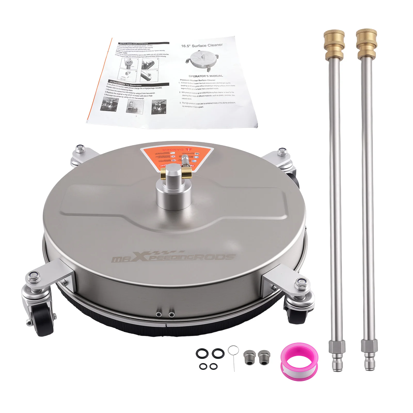 16.5" Stainless Steel Surface Cleaner 4200PSI for Pressure Washer Deck
16.5" Stainless Steel Surface Cleaner 4200PSI for Pressure Washer Deck