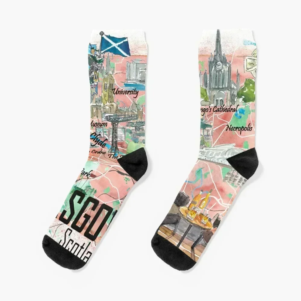 Glasgow Scotland Illustrated Travel Map with Roads and Highlights Socks Running kawaii Novelties Children's Socks Male Women's
Glasgow Scotland Illustrated Travel Map with Roads and Highlights Socks Running kawaii Novelties Children's Socks Male Women's