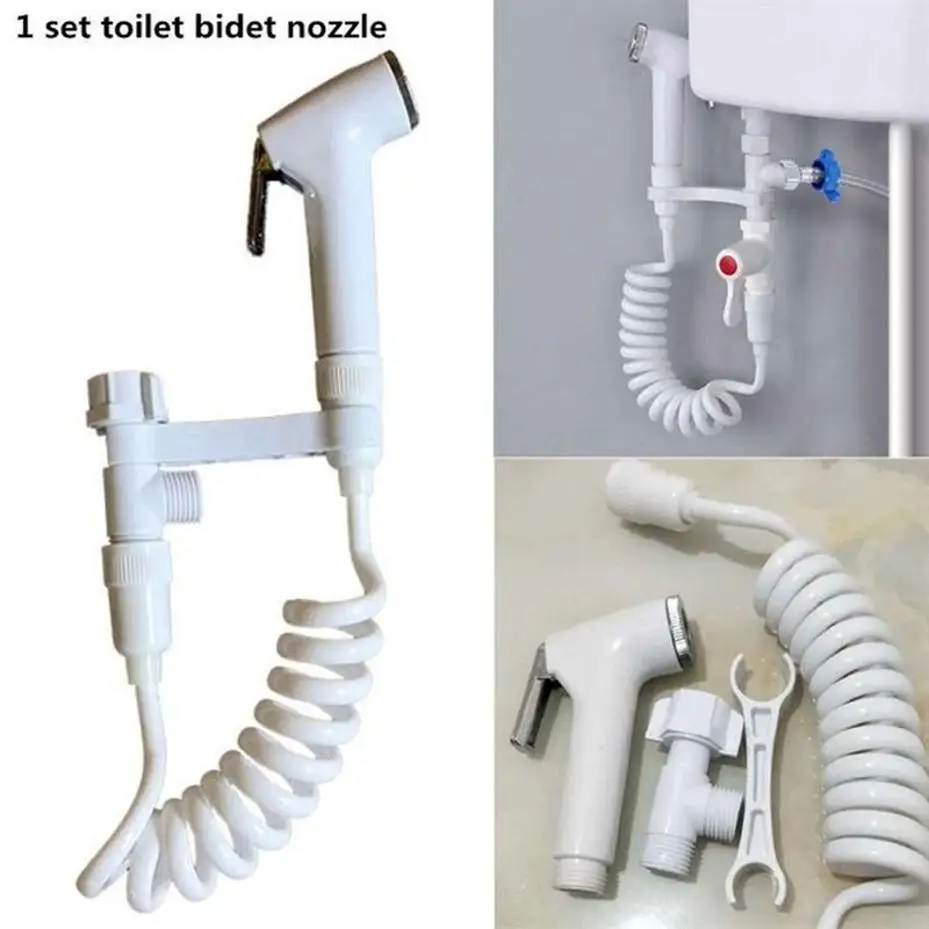 Versatile bidet sprayer kit includes a faucet-mounted sprayer flexible shower hose toilet seat mount nozzle easy install.
Versatile bidet sprayer kit includes a faucet-mounted sprayer flexible shower hose toilet seat mount nozzle easy install.