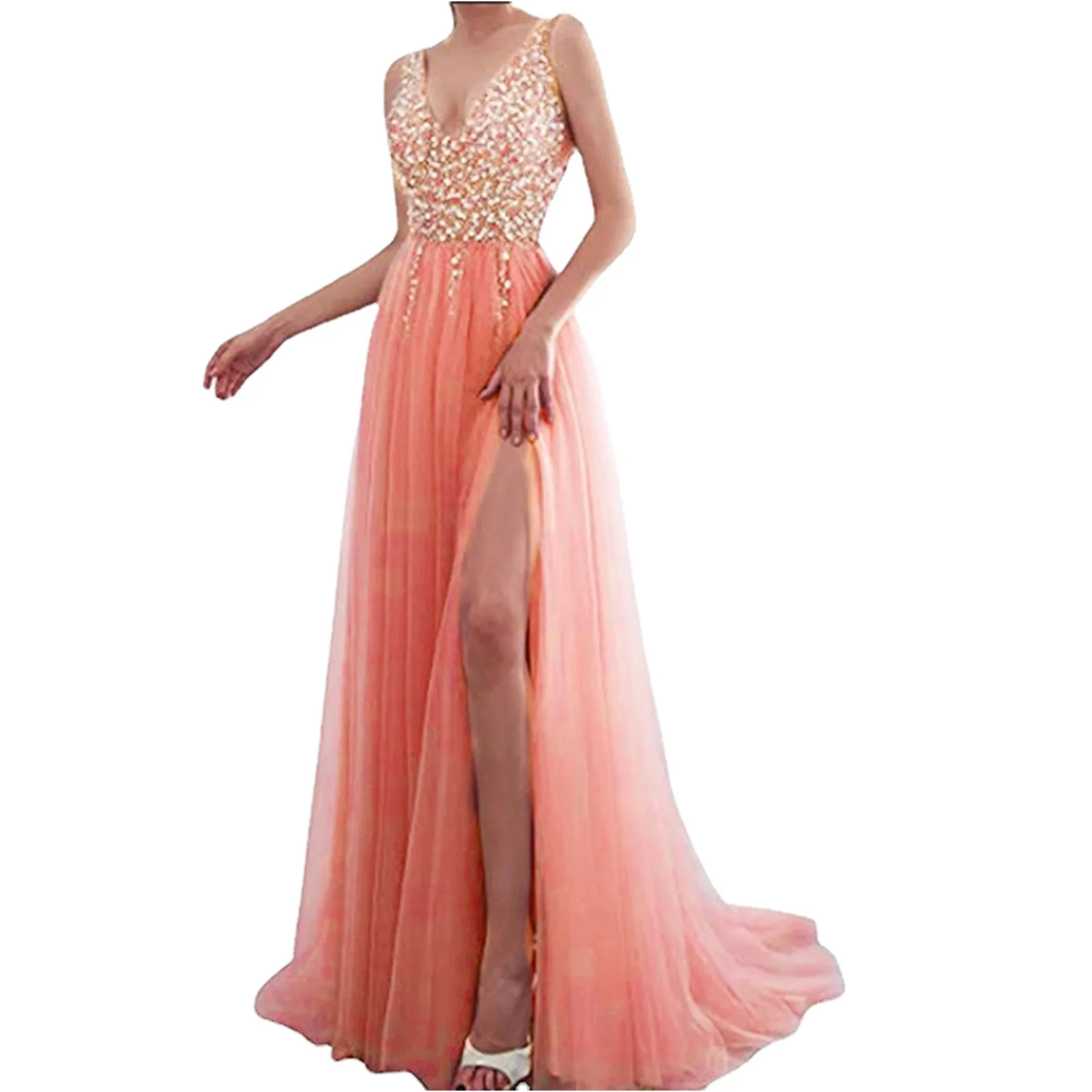 European And American Embroidered Sequins Sexy Deep V Sequined Long Skirt Evening Dress And Wedding Gown
European And American Embroidered Sequins Sexy Deep V Sequined Long Skirt Evening Dress And Wedding Gown