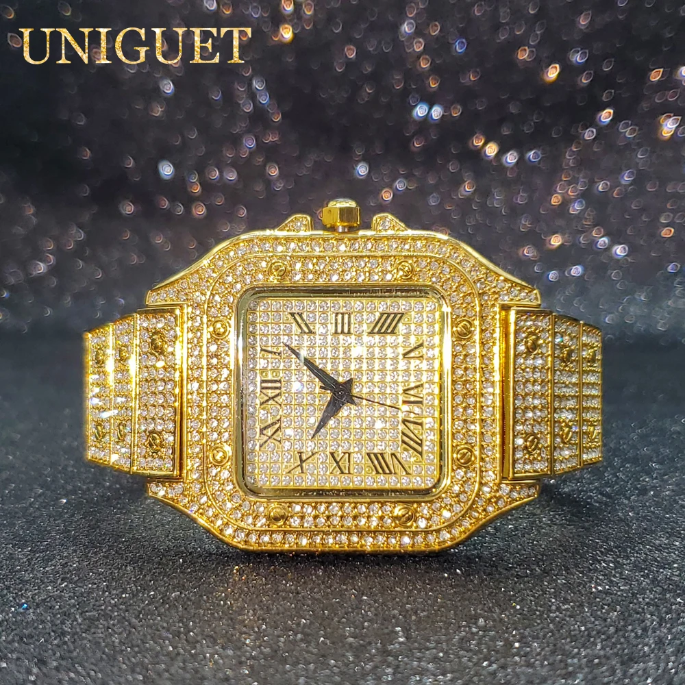 Часы UNIGUET мужские с квадратным покрытием из 18-каратного золота, Роскошные водонепроницаемые с бриллиантами, с цирконием, 30 м
Часы UNIGUET мужские с квадратным покрытием из 18-каратного золота, Роскошные водонепроницаемые с бриллиантами, с цирконием, 30 м