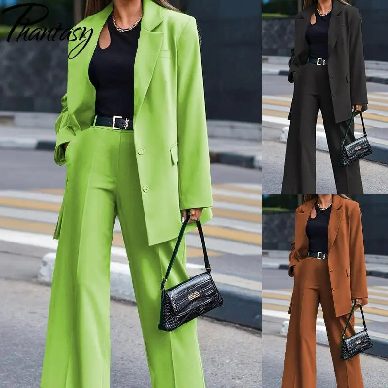 Phantasy Elegant Long Sleeve Suit Trousers Coat Women Button Fashion Casual Suit Two Pieces Female Minimalist Commuter Coat
Phantasy Elegant Long Sleeve Suit Trousers Coat Women Button Fashion Casual Suit Two Pieces Female Minimalist Commuter Coat