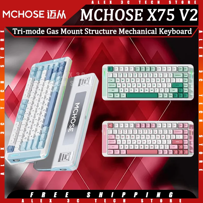 MCHOSE X75 V2 Mechanical Keyboard Tri-mode Wireless Gasket Structure Hot Swap RGB Ergonomics Customized Gaming Keyboard Gifts
MCHOSE X75 V2 Mechanical Keyboard Tri-mode Wireless Gasket Structure Hot Swap RGB Ergonomics Customized Gaming Keyboard Gifts
