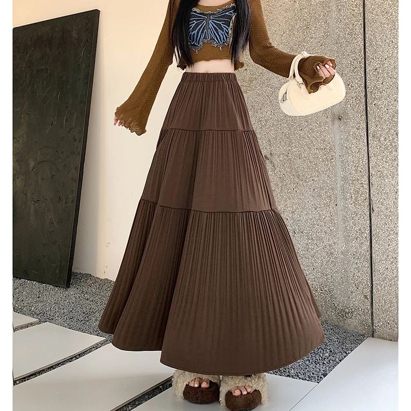 Winter Pleated Skirt Women High Waist Tiered Layered Long Skirt Hip Cover Slim Fit Heavy Drape Feeling Fall Fashion
Winter Pleated Skirt Women High Waist Tiered Layered Long Skirt Hip Cover Slim Fit Heavy Drape Feeling Fall Fashion