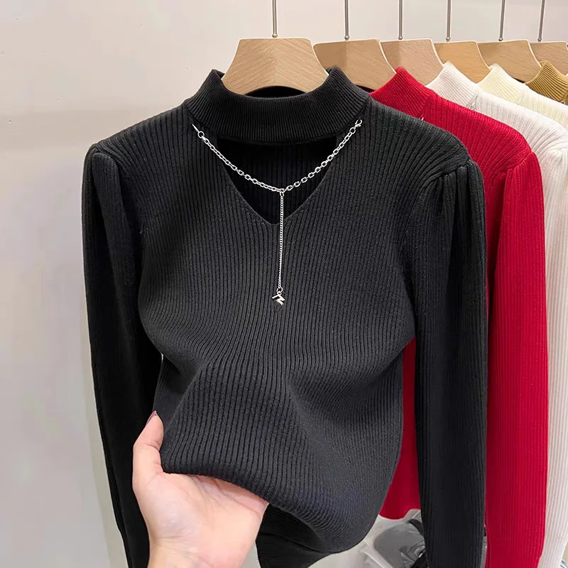 Thickened Hollow out Knitted Sweater Women's Long Sleeve Mid-Neck Base Shirt Half High Neck Top for Autumn And Winter
Thickened Hollow out Knitted Sweater Women's Long Sleeve Mid-Neck Base Shirt Half High Neck Top for Autumn And Winter