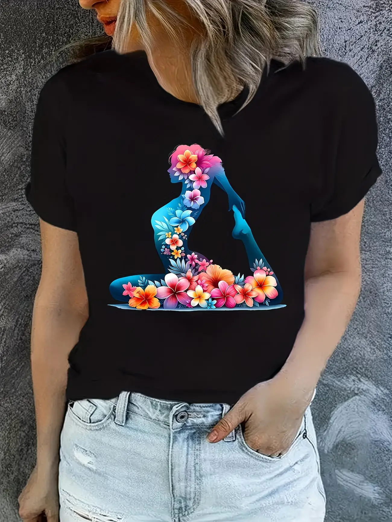 Plus size women's short sleeve T-shirt Floral Heel Silhouette Design Art Spring and Summer Essentials summer outfits women's
Plus size women's short sleeve T-shirt Floral Heel Silhouette Design Art Spring and Summer Essentials summer outfits women's