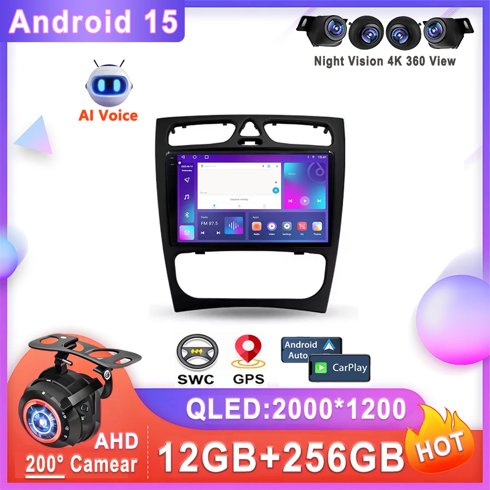 Стереоголовка Android 15 для Mercedes Benz C Class S203 CL203 W203 2000-2004 Автомобильный стереопривод без 2din QLED-экрана Мультимедиа
Стереоголовка Android 15 для Mercedes Benz C Class S203 CL203 W203 2000-2004 Автомобильный стереопривод без 2din QLED-экрана Мультимедиа