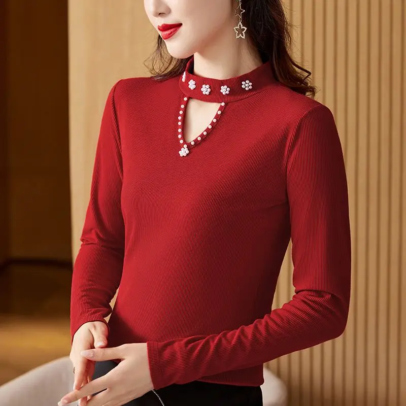 Fashion Solid Color Hollow Out Beading Blouses Women's Clothing 2023 Autumn Winter Loose Elegant Tops Office Lady Shirts
Fashion Solid Color Hollow Out Beading Blouses Women's Clothing 2023 Autumn Winter Loose Elegant Tops Office Lady Shirts
