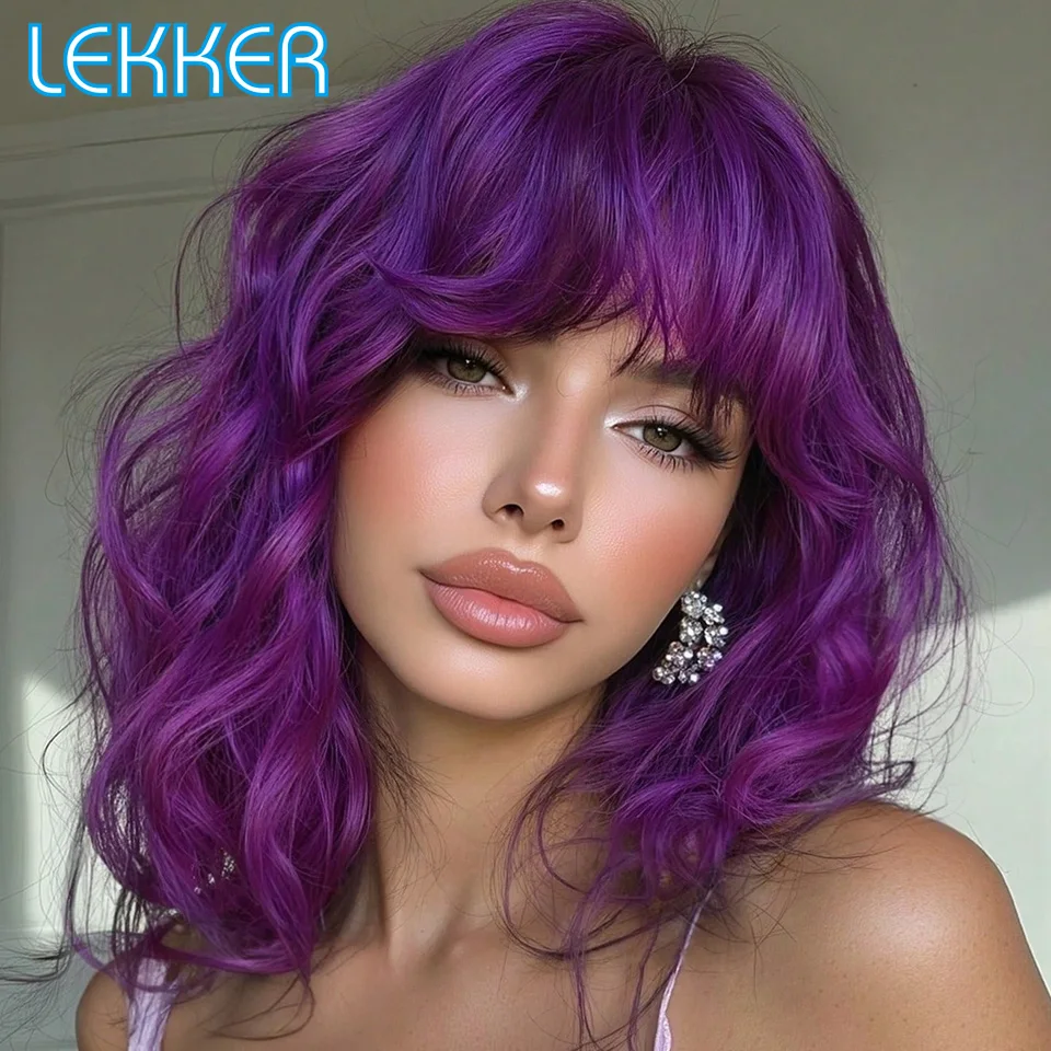Lekker Colored Purple 100% Human Hair Wigs Long Body Wave With Bangs For Women Brazilian Remy Hair Glueless Cosplay Wavy Wigs
Lekker Colored Purple 100% Human Hair Wigs Long Body Wave With Bangs For Women Brazilian Remy Hair Glueless Cosplay Wavy Wigs