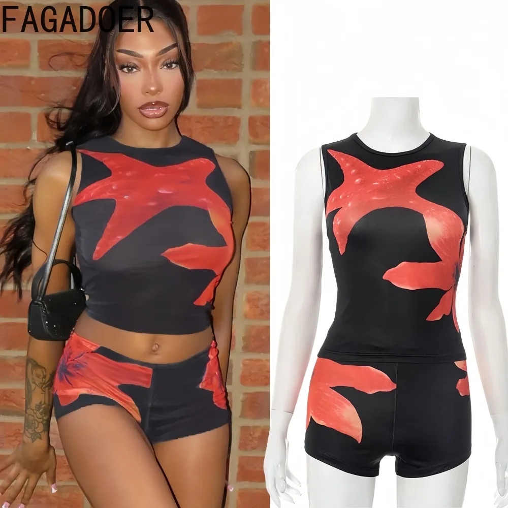 FAGADOER Y2K Fashion Starfish Print Two Piece Outfits Woman O Neck Floral Tank Tops and Shorts Suit Matching Female Streetwear
FAGADOER Y2K Fashion Starfish Print Two Piece Outfits Woman O Neck Floral Tank Tops and Shorts Suit Matching Female Streetwear