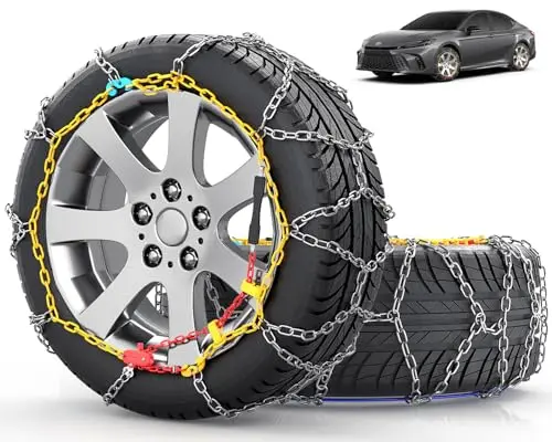 Winter Traction Snow Chains With One-Pull Fast Fit For Cars, Sedans, SUVs – Compatible With 215–275 Tire Sizes, 2-Pack
Winter Traction Snow Chains With One-Pull Fast Fit For Cars, Sedans, SUVs – Compatible With 215–275 Tire Sizes, 2-Pack