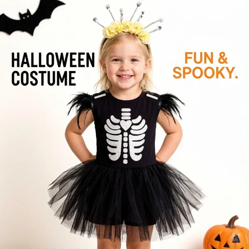 Glitter Skeleton Ghost Spooky Cosplay Tulle Tutu Dress Set, Halloween Carnival Outfit, Birthday Stage Holiday Fancy Costume
Glitter Skeleton Ghost Spooky Cosplay Tulle Tutu Dress Set, Halloween Carnival Outfit, Birthday Stage Holiday Fancy Costume