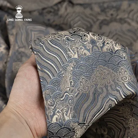 Weaving Brocade Fabric Chinese Style Vest Jacket Clothing Design Apparel Sewing Fabric Wholesale Cloth Meters Diy
