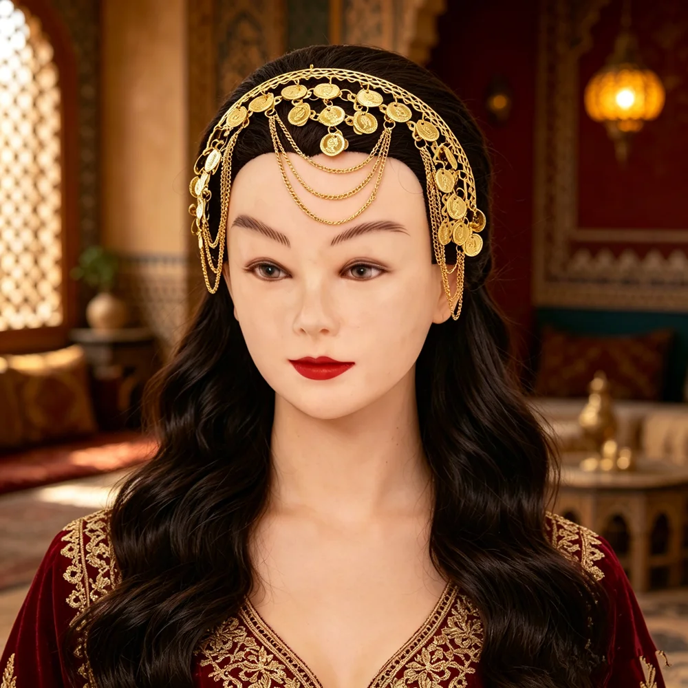 Boho Tribal Golden Coin Forehead Headband Adjustable Chain Fringe Design for Festivals Cosplay Parties
Boho Tribal Golden Coin Forehead Headband Adjustable Chain Fringe Design for Festivals Cosplay Parties