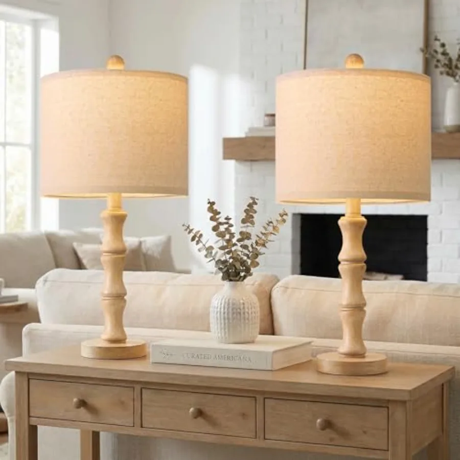 20.5" Farmhouse Table Lamps Set of 2, Rustic Nightstand Lamps with Wood Grain Resin Base and Linen Shade, Small Bedside Lamps f
20.5" Farmhouse Table Lamps Set of 2, Rustic Nightstand Lamps with Wood Grain Resin Base and Linen Shade, Small Bedside Lamps f