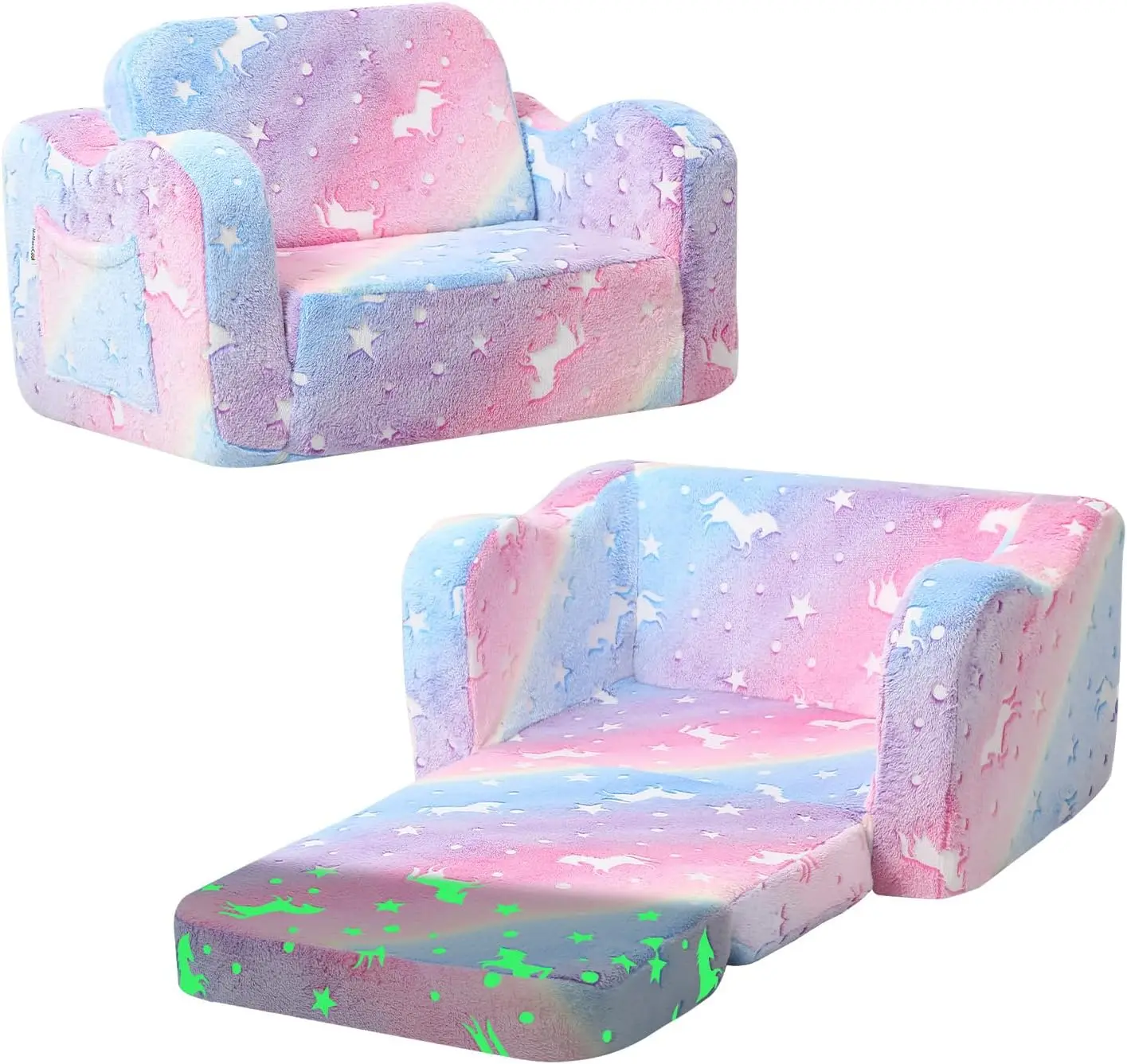 Glow-in-Dark Unicorn Toddler Chair & Sofa Bed - Convertible Fold-Out Plush Couch for Kids Ages 1-5, Machine-Washable
Glow-in-Dark Unicorn Toddler Chair & Sofa Bed - Convertible Fold-Out Plush Couch for Kids Ages 1-5, Machine-Washable