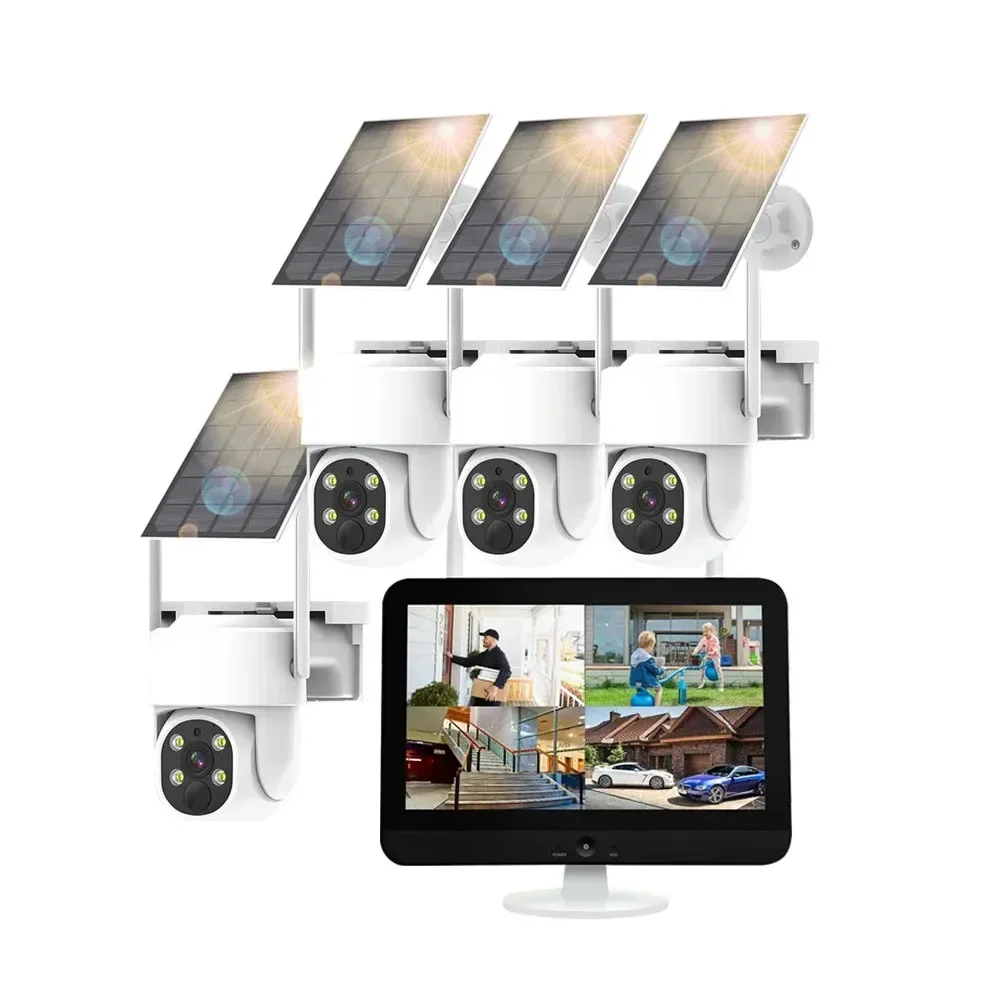 Solar powered security camera wireless outdoor 4MP FHD home system battery powered 4-Cam kit with integrated LCD NVR
Solar powered security camera wireless outdoor 4MP FHD home system battery powered 4-Cam kit with integrated LCD NVR