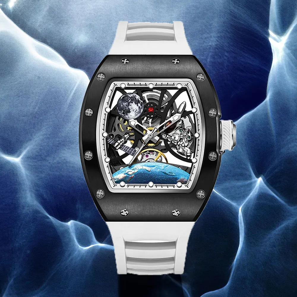 Men's Automatic Watches for Men Fashion Tonneau Mechanical Clock Earth Dial Waterproof Luxury Luminous Skeleton Mens WristWatch
Men's Automatic Watches for Men Fashion Tonneau Mechanical Clock Earth Dial Waterproof Luxury Luminous Skeleton Mens WristWatch