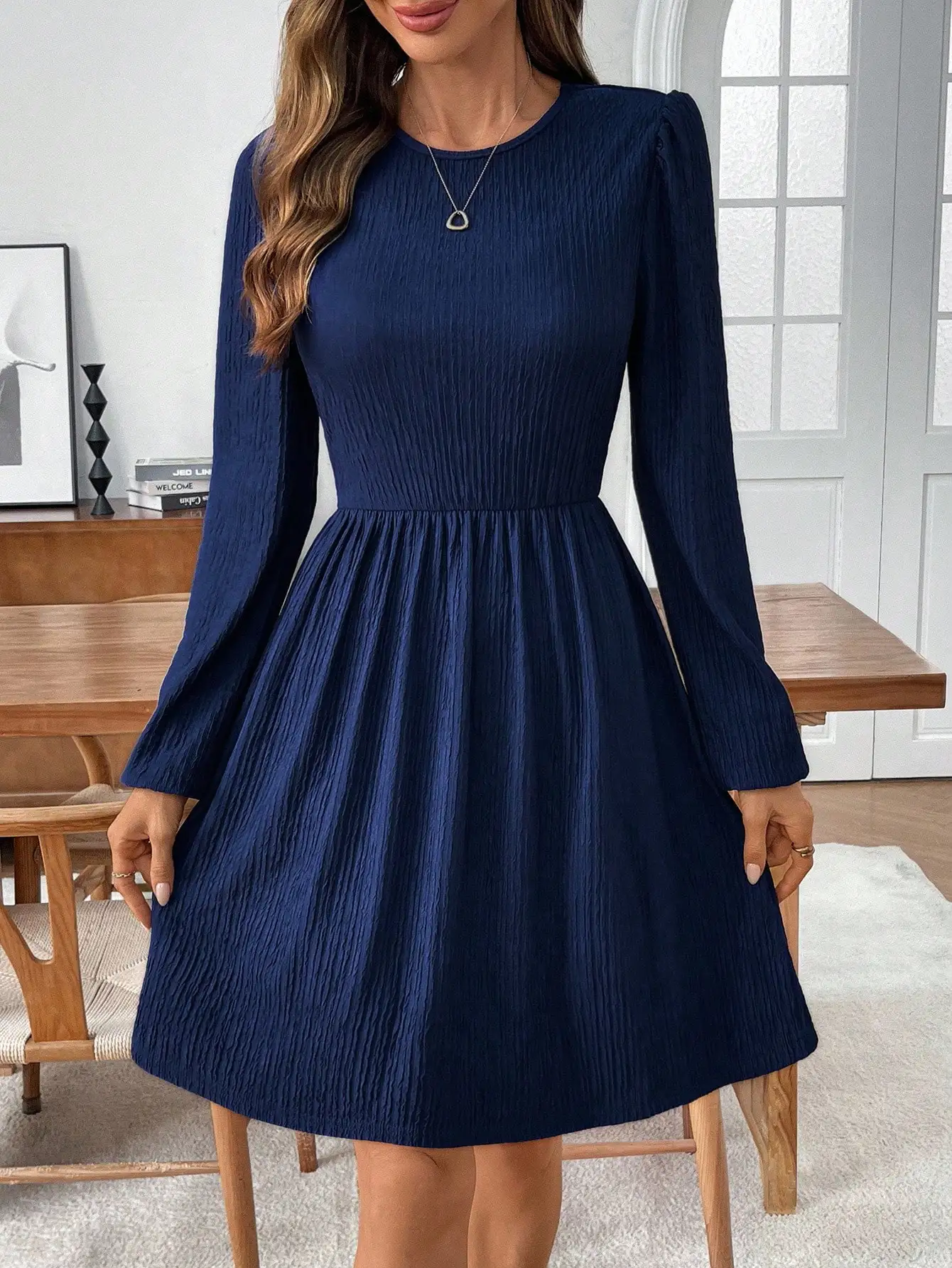 Women's Solid Color Waist Cinched A-Line Dress Long Sleeve Elegant Casual Fall Dress
Women's Solid Color Waist Cinched A-Line Dress Long Sleeve Elegant Casual Fall Dress