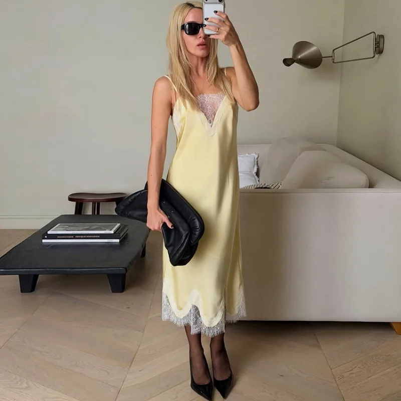 Tuularose Summer Women's Long Dress Sexy Lace Patchwork Backless Camisole Dress Elegant Luxurious Party Women's Casual Dresses
Tuularose Summer Women's Long Dress Sexy Lace Patchwork Backless Camisole Dress Elegant Luxurious Party Women's Casual Dresses