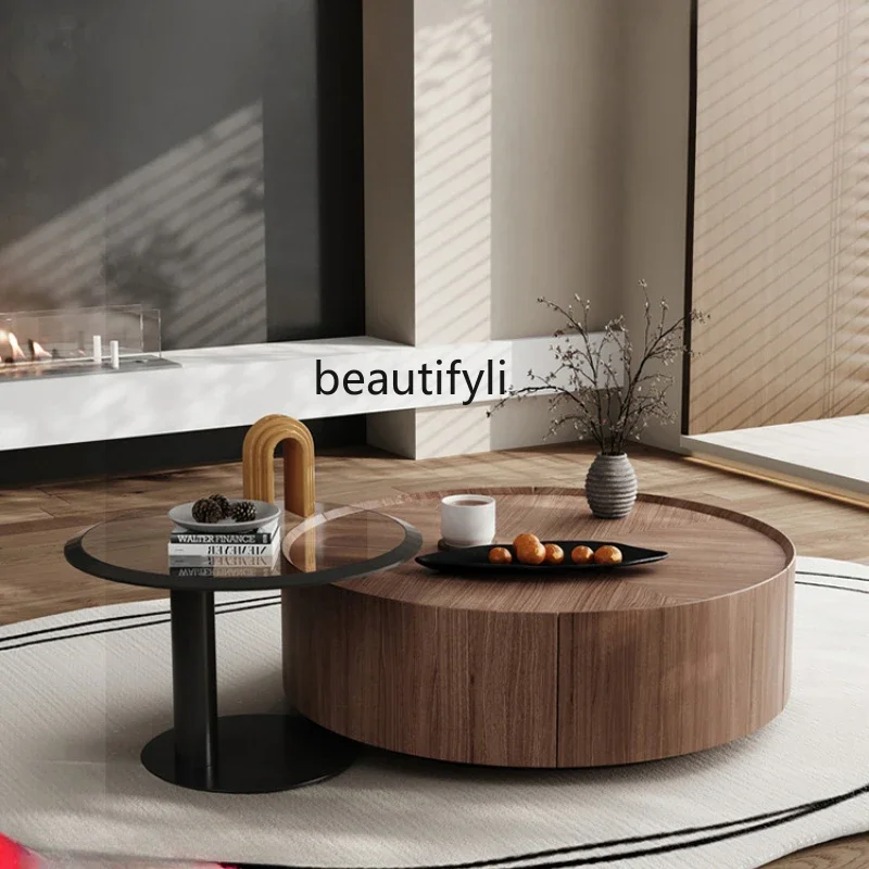 Medieval style round coffee table living room household black walnut solid wood coffee table minimalist
Medieval style round coffee table living room household black walnut solid wood coffee table minimalist