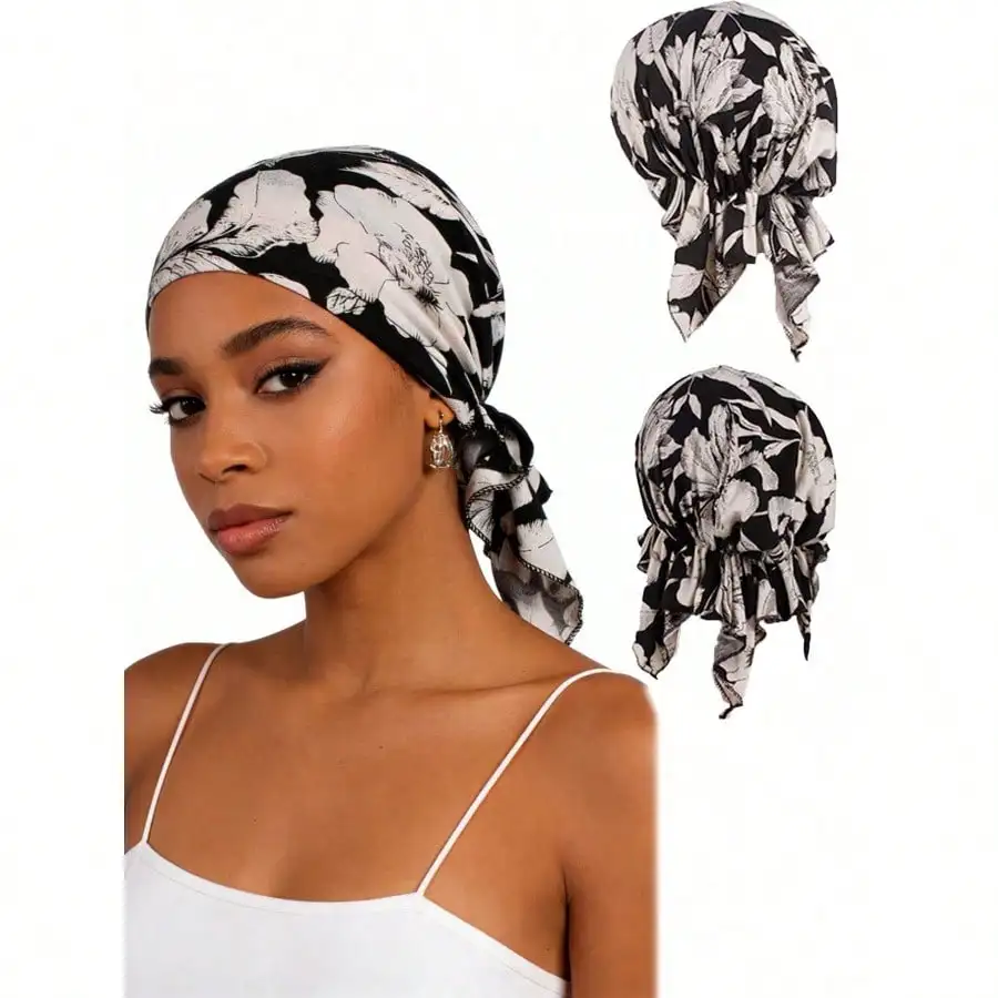 Red Floral Bohemian Style Black & White Floral Pre-Tied Headband - Soft, Comfortable Stretchy Headwrap With Tails, Breathable Hair Care, Suitable For Sleeping, Chemotherapy And Muslim Fashion
Red Floral Bohemian Style Black & White Floral Pre-Tied Headband - Soft, Comfortable Stretchy Headwrap With Tails, Breathable Hair Care, Suitable For Sleeping, Chemotherapy And Muslim Fashion