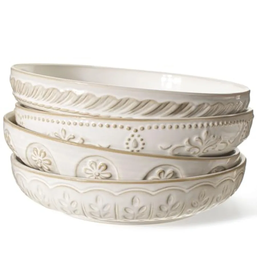 Pasta Bowls 50oz Large Salad Serving Bowls 9.75'' Plates Bowls Set of 4 Big White Ceramic Soup Bowls for Kitchen Embossment Sha
Pasta Bowls 50oz Large Salad Serving Bowls 9.75'' Plates Bowls Set of 4 Big White Ceramic Soup Bowls for Kitchen Embossment Sha