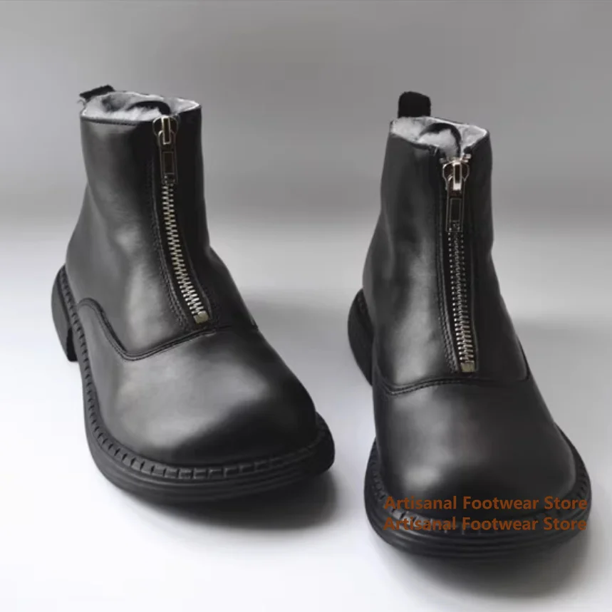 Front Zipper High Top Men's Boots Genuine Leather British Style Round Toe Snow Boots Winter Trendy Handmade Cotton Snow Boots
Front Zipper High Top Men's Boots Genuine Leather British Style Round Toe Snow Boots Winter Trendy Handmade Cotton Snow Boots