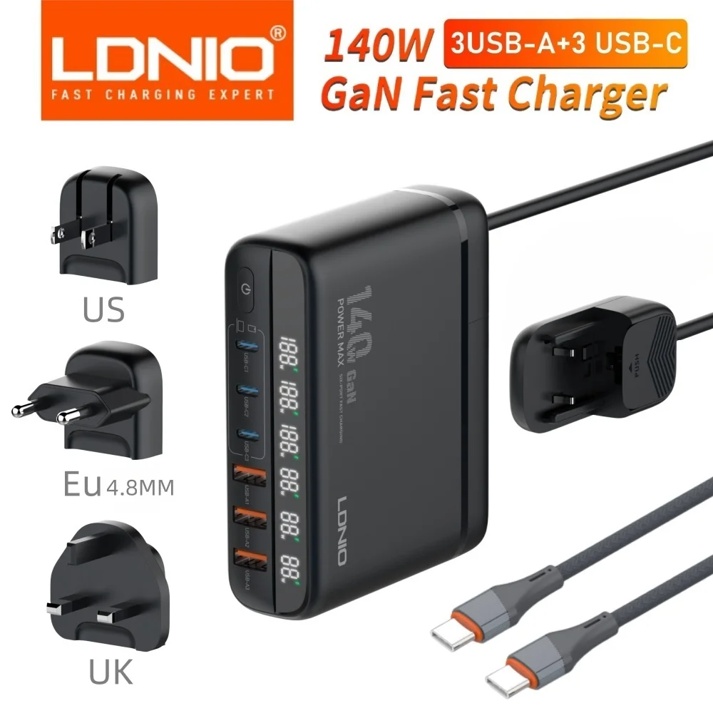 LDNIO 140W Fast Charge Charger Type C Gan 100W USB Phone Laptop Charger Charging Station For Redmi Oneplus Xiaomi Iphone 14 15
LDNIO 140W Fast Charge Charger Type C Gan 100W USB Phone Laptop Charger Charging Station For Redmi Oneplus Xiaomi Iphone 14 15