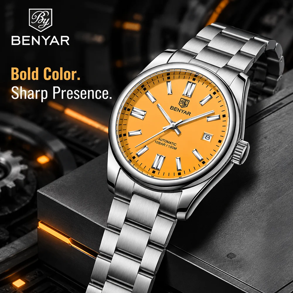 BENYAR Sports Men Mechanical Wristwatches Stainless Steel Automatic Watches Top Brand Luxury 10Bar Waterproof Watch for Men
BENYAR Sports Men Mechanical Wristwatches Stainless Steel Automatic Watches Top Brand Luxury 10Bar Waterproof Watch for Men