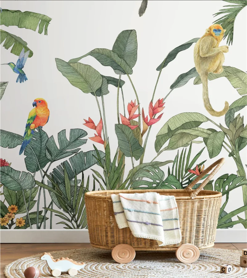 Customized Size Mural Rainforest Plants Animal Monkey Decoration Painting Home Decoration Children's Room Banana Tree wallpaper
Customized Size Mural Rainforest Plants Animal Monkey Decoration Painting Home Decoration Children's Room Banana Tree wallpaper
