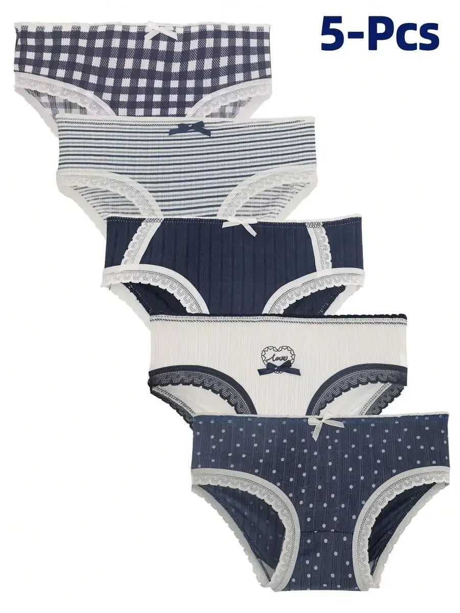 5pcs Teen Girl Striped and Polka Dot Print Underwear
5pcs Teen Girl Striped and Polka Dot Print Underwear