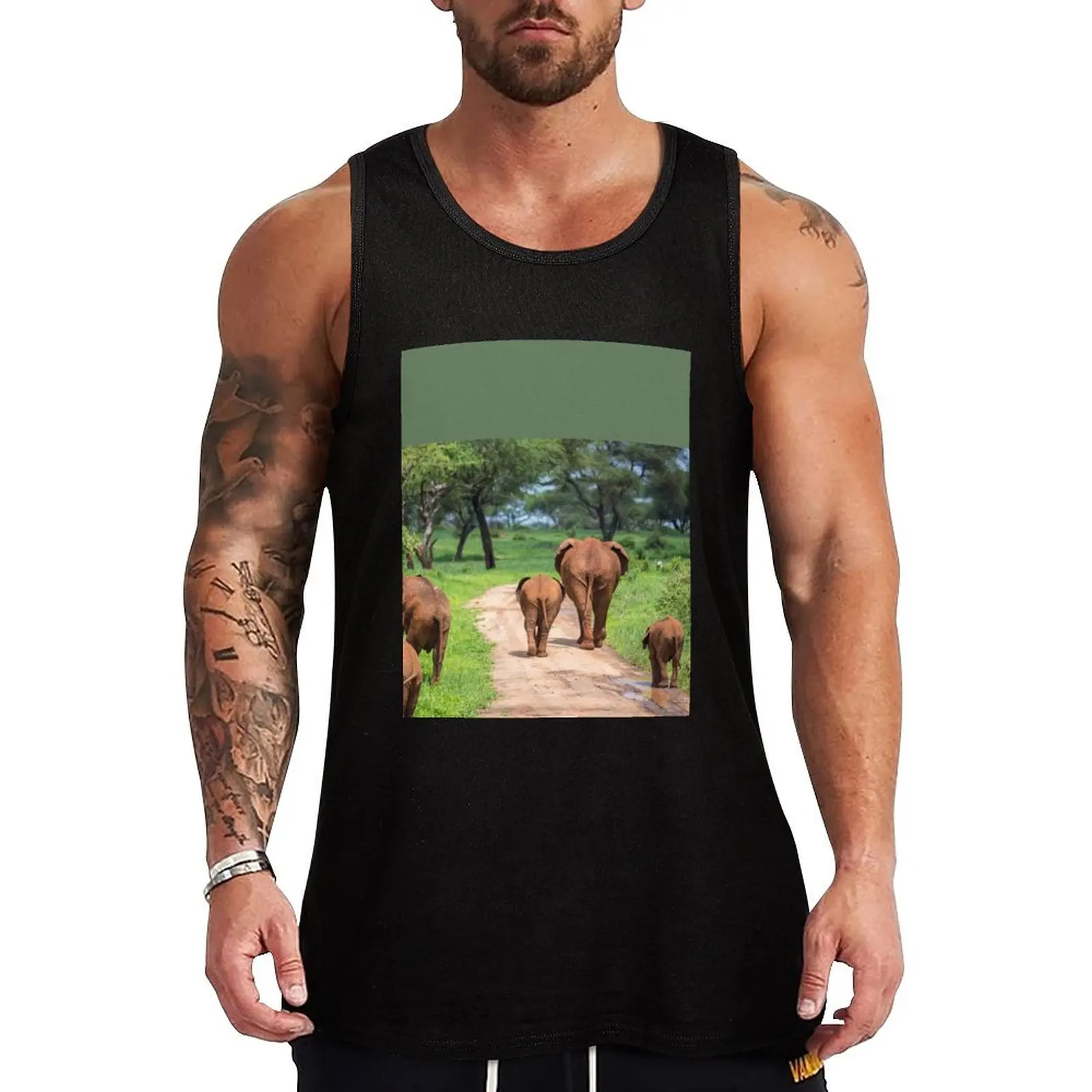 Tanzania. Tarangire National Park. Elephants. Tank Top t-shirt for men Men's gym gym clothing
Tanzania. Tarangire National Park. Elephants. Tank Top t-shirt for men Men's gym gym clothing