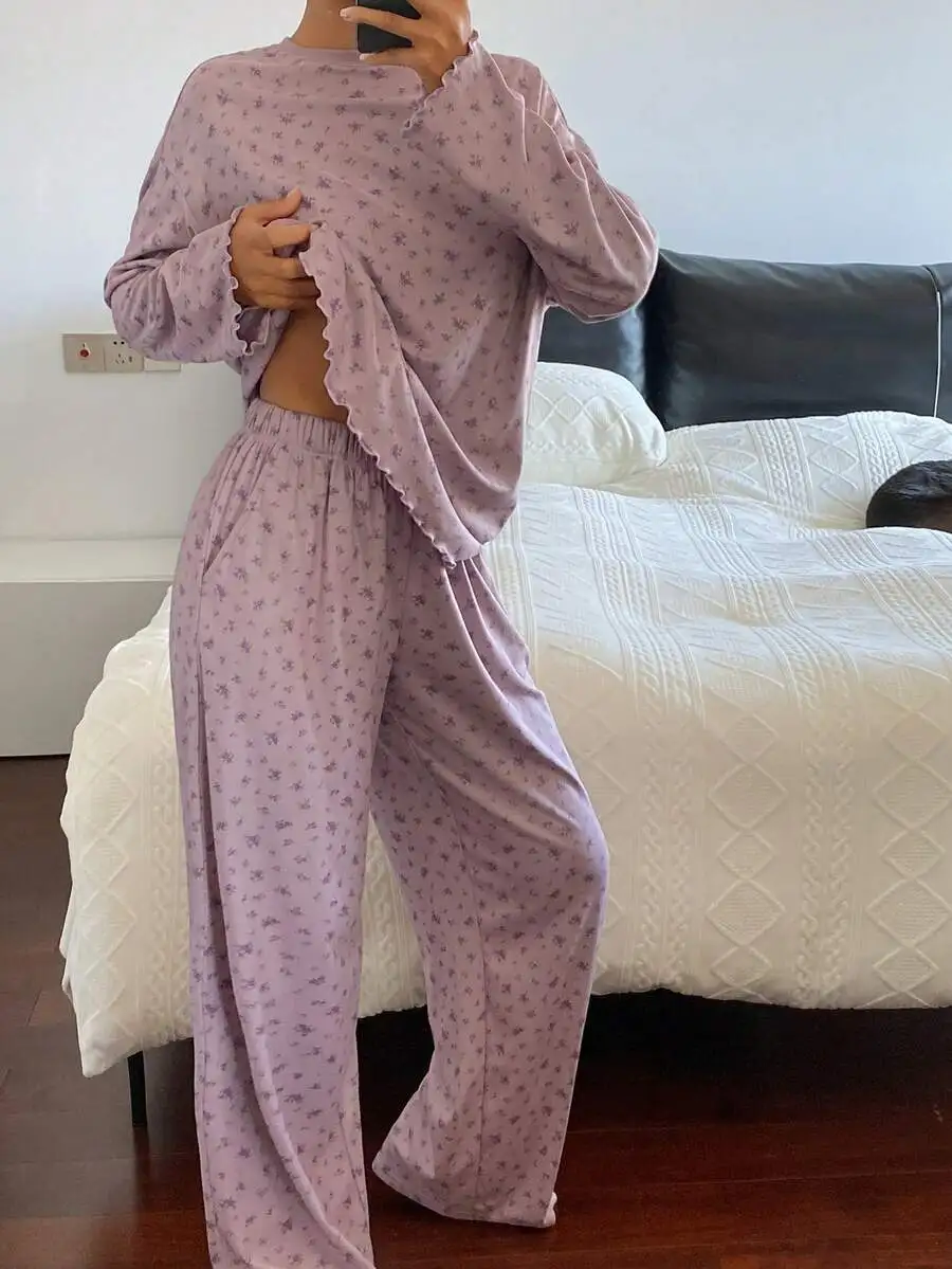 2pcs Women Ditsy Floral Loose Long Sleeve Pajama Set Comfortable Sleepwear Autumn Winter
2pcs Women Ditsy Floral Loose Long Sleeve Pajama Set Comfortable Sleepwear Autumn Winter