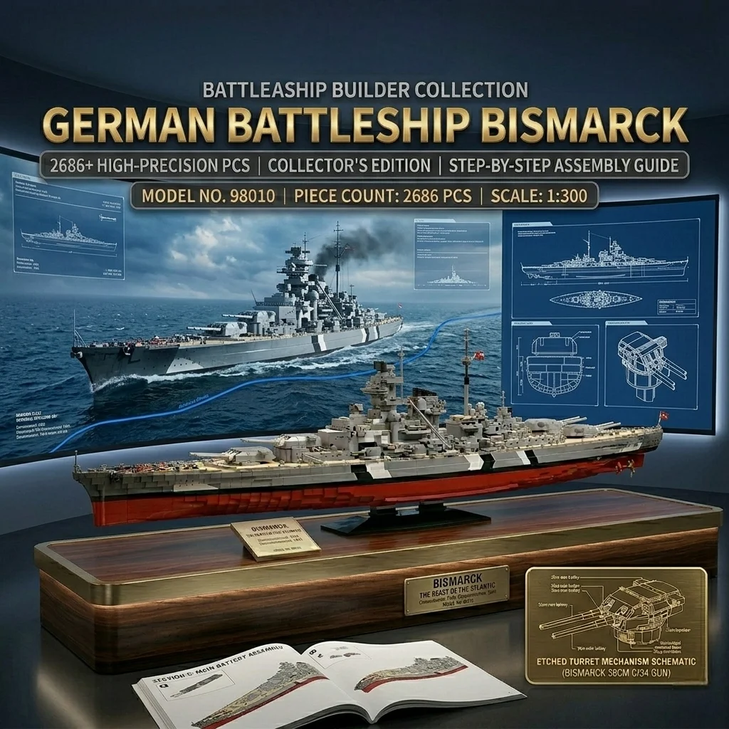 DIY Military Bismarck Battleship MOC Building Blocks 2686PCS Navy Carrier Brick Model Construction Set Toy For Men Birthday Gift
DIY Military Bismarck Battleship MOC Building Blocks 2686PCS Navy Carrier Brick Model Construction Set Toy For Men Birthday Gift
