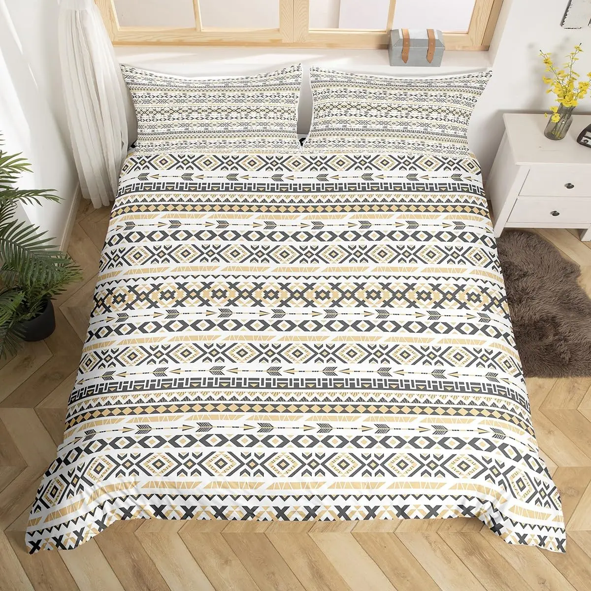 Boho Stripe Bedding Set Bohemian Aztec Comforter Cover Gray Yellow Geometric Duvet Cover Western Farmhouse Bedroom Quilt Cover
Boho Stripe Bedding Set Bohemian Aztec Comforter Cover Gray Yellow Geometric Duvet Cover Western Farmhouse Bedroom Quilt Cover