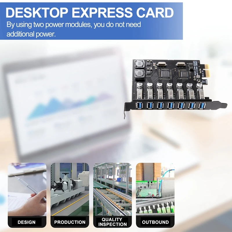 Адаптер карты расширения USB 3.0 PCI-E с самым высоким рейтингом, 7-портовый адаптер-концентратор для настольного компьютера
Адаптер карты расширения USB 3.0 PCI-E с самым высоким рейтингом, 7-портовый адаптер-концентратор для настольного компьютера