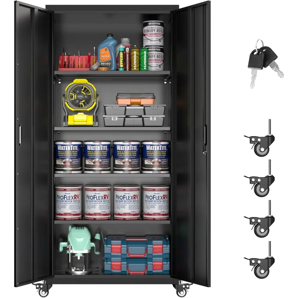 73''H Garage Storage Cabinet with Wheels,Steel Cabinets with 2 Doors and 4 Adjustable Shelves for Home Office
73''H Garage Storage Cabinet with Wheels,Steel Cabinets with 2 Doors and 4 Adjustable Shelves for Home Office