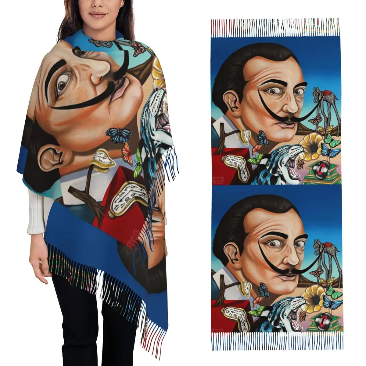 Шарф Salvador Dali, шарфы с кисточками для женщин, мягкие теплые шали и накидки, большая осенне-зимняя шаль
Шарф Salvador Dali, шарфы с кисточками для женщин, мягкие теплые шали и накидки, большая осенне-зимняя шаль