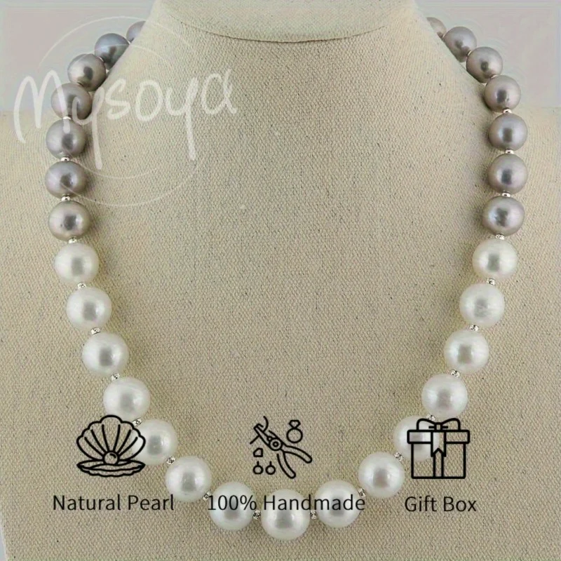 Mysoya Large White Gray Freshwater Pearl Necklace 11-13mm Pearl Gift Box Gift for Him Her for Birthday Wedding Valentine's Day
Mysoya Large White Gray Freshwater Pearl Necklace 11-13mm Pearl Gift Box Gift for Him Her for Birthday Wedding Valentine's Day