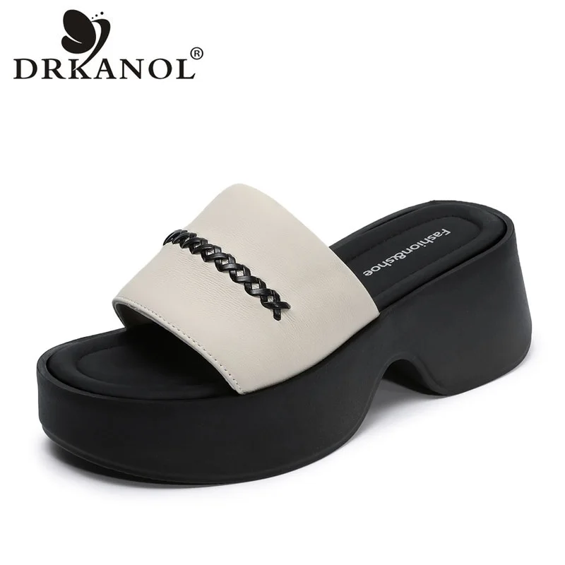 DRKANOL 2026 Women High Heel Slippers Summer New Design Genuine Leather Sheepskin Open Toe Platform Height Increasing Slides
DRKANOL 2026 Women High Heel Slippers Summer New Design Genuine Leather Sheepskin Open Toe Platform Height Increasing Slides