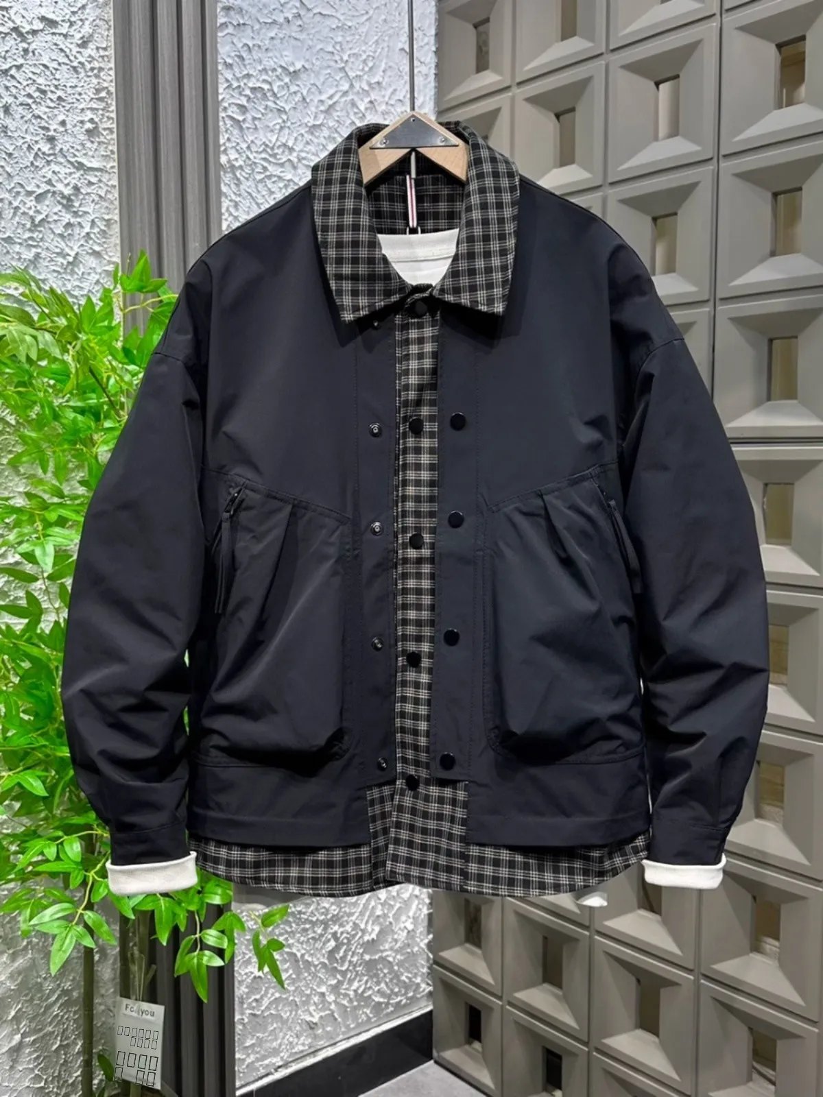 Casual Plaid irt Jaet Men's Slim Fit Workwear Top Youth Sli Autumn Faion Korean Sle Zipper Closure Long Sve Coat
Casual Plaid irt Jaet Men's Slim Fit Workwear Top Youth Sli Autumn Faion Korean Sle Zipper Closure Long Sve Coat